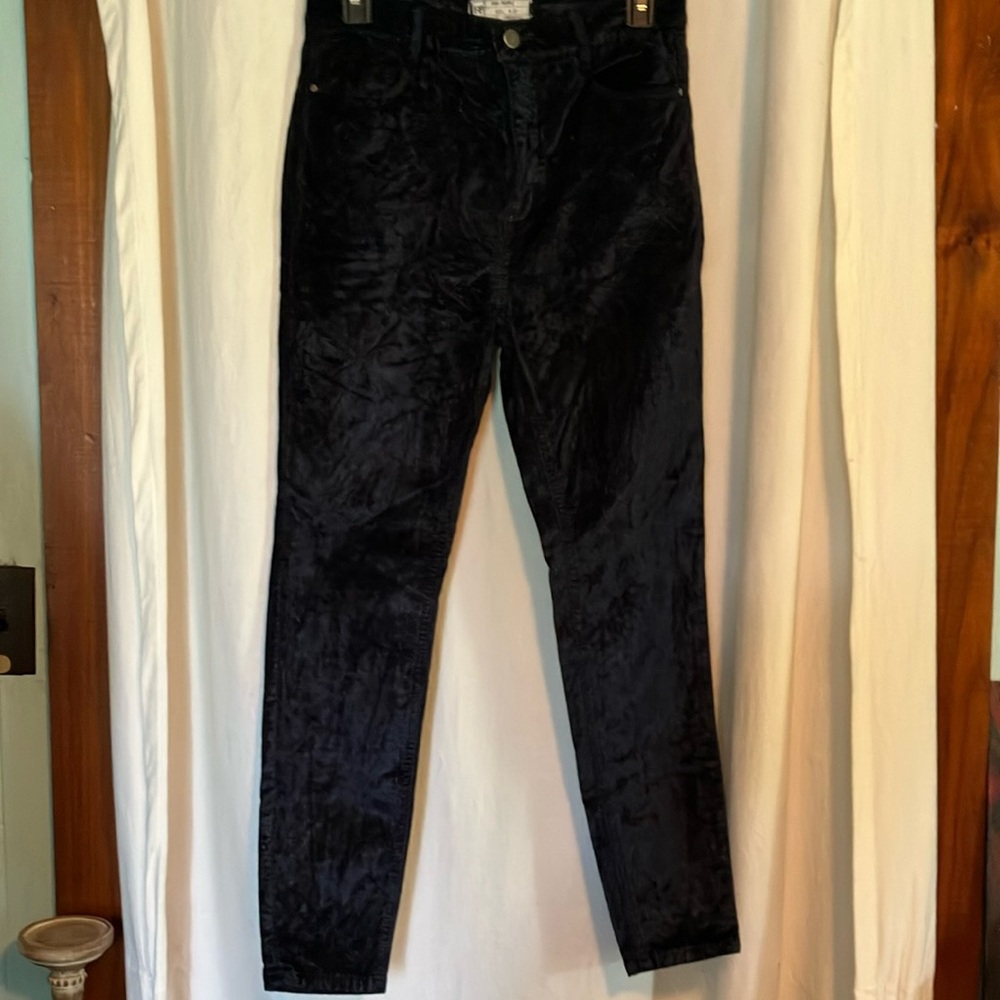 Free People crunch black velvet pant